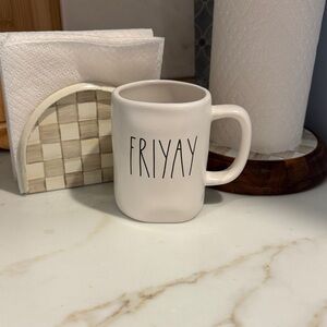 Rae Dunn White Friyay Ceramic Mug